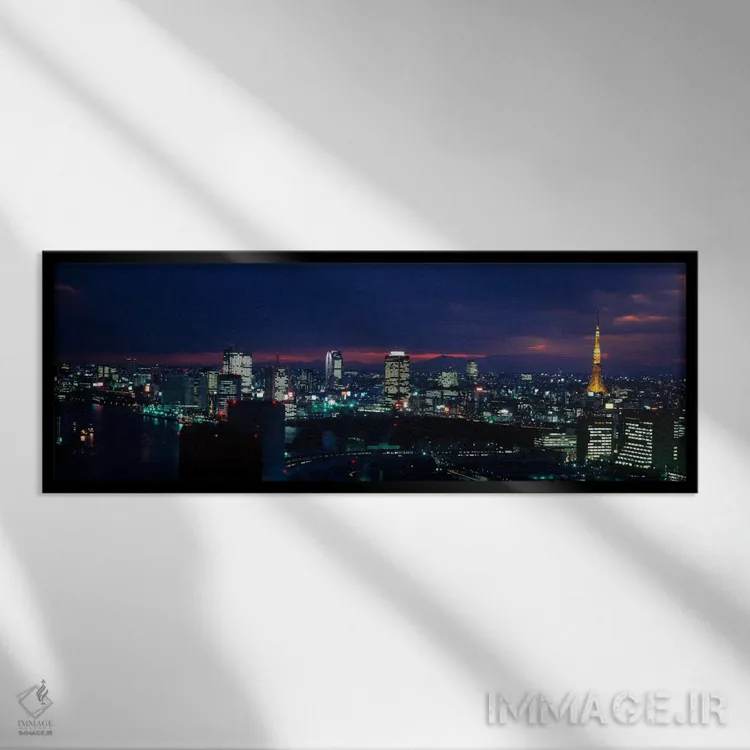 تابلو برج توکیو، توکیو، ژاپن اثر پانورامیک ایمجز (استودیو عکاسی عریض) - نمای قابدار مشکی
