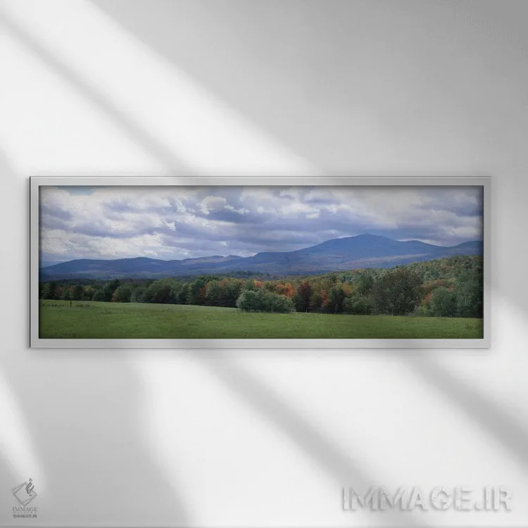 تابلو Mt Mansfield, Vermont, USA" - "ابرها بر فراز چمنزار، کوه مانسفیلد، ورمونت، ایالات متحده آمریکا" اثر پانورامیک ایمجز (استودیو عکاسی عریض) - نمای قابدار سفید