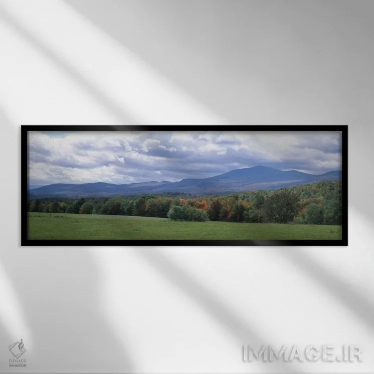 تابلو Mt Mansfield, Vermont, USA" - "ابرها بر فراز چمنزار، کوه مانسفیلد، ورمونت، ایالات متحده آمریکا" اثر پانورامیک ایمجز (استودیو عکاسی عریض) - نمای قابدار مشکی