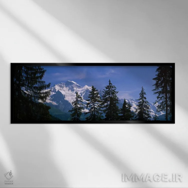 تابلو Bernese Oberland, Bern, Switzerland" - "منظره زمستانی برفی، برنِس اوبرلاند، برن، سوئیس" اثر پانورامیک ایمجز (استودیو عکاسی عریض) - نمای قابدار مشکی