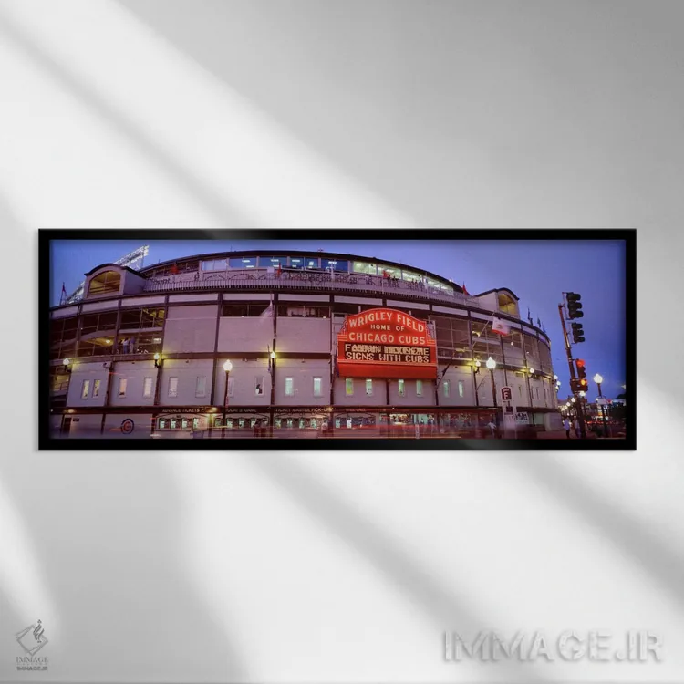 تابلو ایالات متحده آمریکا، ایلینوی، شیکاگو، باشگاه بیسبال کوبز V اثر پانورامیک ایمجز (استودیو عکاسی عریض) - نمای قابدار مشکی