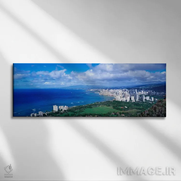 تابلو وایکیکی، هونولولو، اوآهو، هاوایی، ایالات متحده آمریکا اثر پانورامیک ایمجز (استودیو عکاسی عریض) - نمای روبهرو روی دیوار