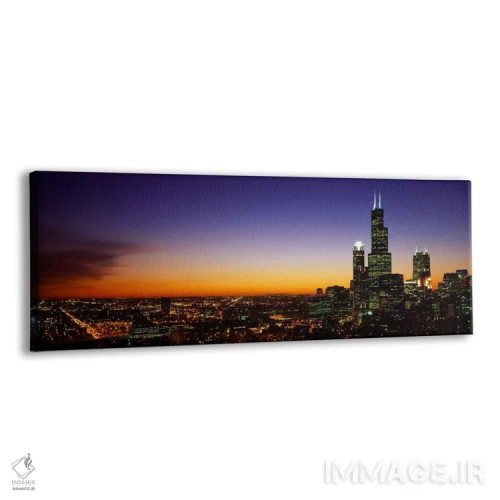 تابلو شیکاگو در شب، ایلینوی، آمریکا اثر پانورامیک ایمجز (استودیو عکاسی عریض) - نمای پرسپکتیو محصول