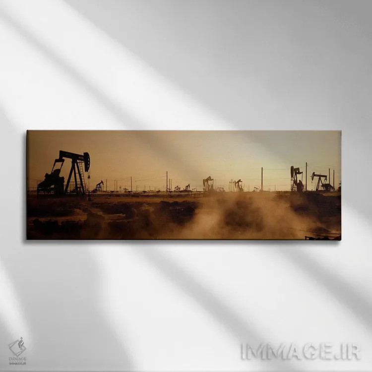 تابلو South Belridge Oil Field, Kern County, California, USA" - "دکل نفتی، میدان نفتی ساوت بلریج، شهرستان کرن، کالیفرنیا، ایالات متحده آمریکا" اثر پانورامیک ایمجز (استودیو عکاسی عریض) - نمای روبهرو روی دیوار