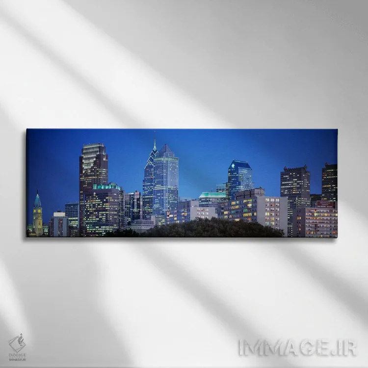 تابلو Philadelphia, Pennsylvania, USA" - "شب، فیلادلفیا، پنسیلوانیا، ایالات متحده آمریکا" اثر پانورامیک ایمجز (استودیو عکاسی عریض) - نمای روبهرو روی دیوار