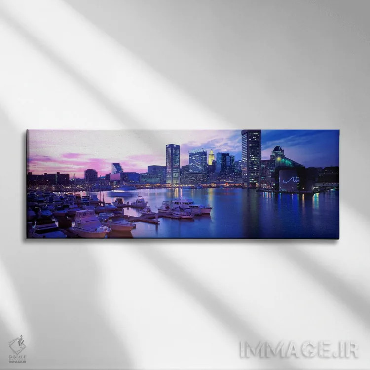 تابلو Baltimore, Maryland, USA" - "غروب، بندر داخلی، بالتیمور، مریلند، ایالات متحده آمریکا" اثر پانورامیک ایمجز (استودیو عکاسی عریض) - نمای روبهرو روی دیوار