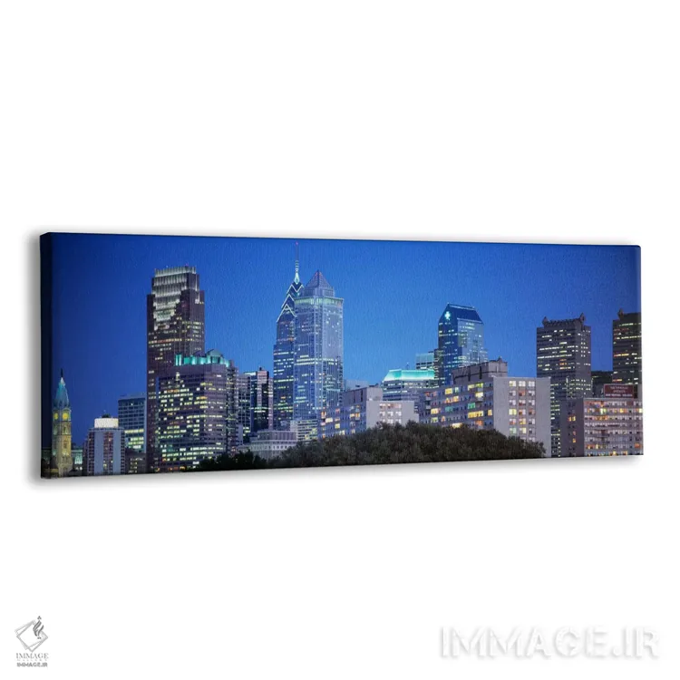 تابلو Philadelphia, Pennsylvania, USA" - "شب، فیلادلفیا، پنسیلوانیا، ایالات متحده آمریکا" اثر پانورامیک ایمجز (استودیو عکاسی عریض) - نمای پرسپکتیو محصول