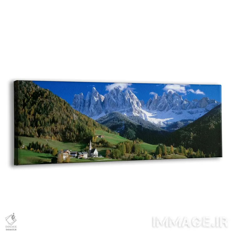 تابلو Val di Funes, South Tyrol Province, Trentino-Alto Adige Region, Italy" - "کلیسای سنت مگدالنا، وِال دی فونس، استان جنوب تیرول، منطقه ترنتینو-آلتو آدیجه، ایتالیا" اثر پانورامیک ایمجز (استودیو عکاسی عریض) - نمای پرسپکتیو محصول