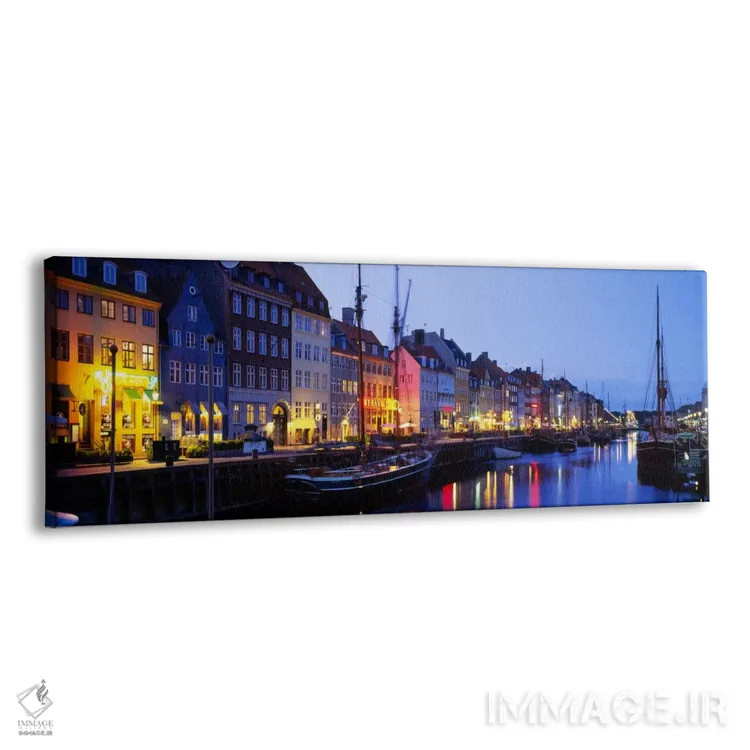 تابلو Nyhavn, Copenhagen, Denmark" - "خانههای کنار آب، نیهاون، کپنهاگ، دانمارک" اثر پانورامیک ایمجز (استودیو عکاسی عریض) - نمای پرسپکتیو محصول