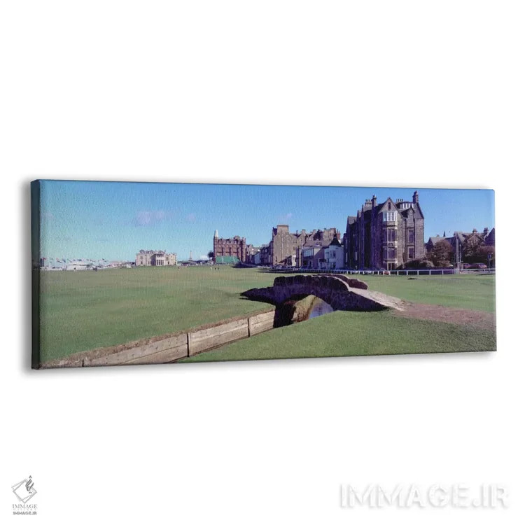 تابلو St. Andrews, Fife, Scotland" - "پل پیادهرو در زمین گلف، باشگاه گلف رویال و آنتیک سنت اندروز، سنت اندروز، فایف، اسکاتلند" اثر پانورامیک ایمجز (استودیو عکاسی عریض) - نمای پرسپکتیو محصول