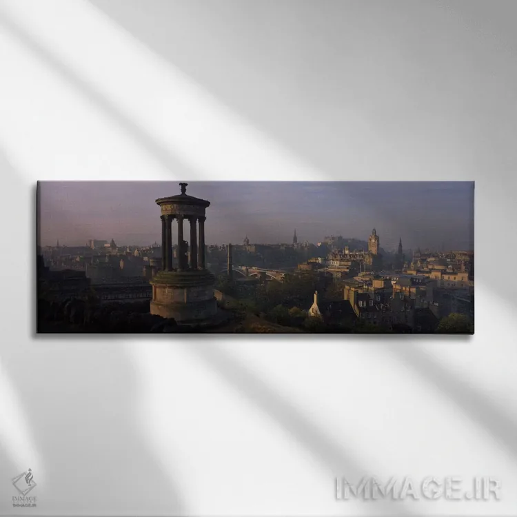 تابلو Edinburgh, Scotland, United Kingdom" - "یادبود دوگالد استوارت با مرکز شهر در پسزمینه، اباوربرو، اسکاتلند، پادشاهی متحد" اثر پانورامیک ایمجز (استودیو عکاسی عریض) - نمای روبهرو روی دیوار