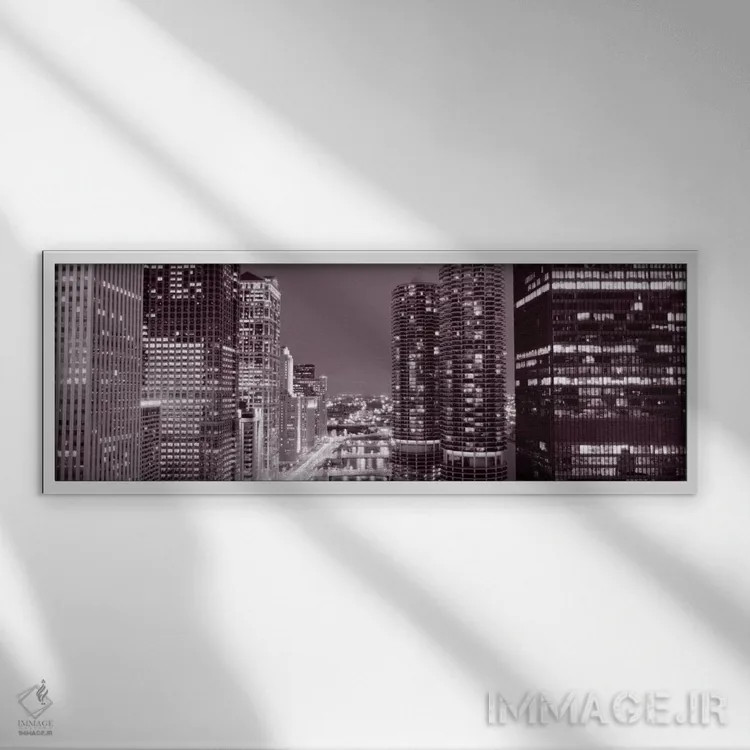 تابلو River, Chicago, Illinois, USA" - "وکر درایو، رودخانه، شیکاگو، ایلینوی، ایالات متحده آمریکا" اثر پانورامیک ایمجز (استودیو عکاسی عریض) - نمای قابدار سفید