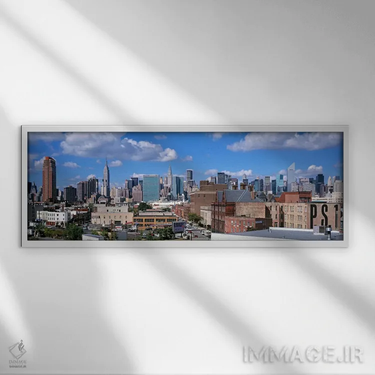 تابلو Queens, NYC, New York City, New York State, USA" - "نمای هوایی از یک شهر شهری، کویینز، نیویورک، ایالات متحده آمریکا" اثر پانورامیک ایمجز (استودیو عکاسی عریض) - نمای قابدار سفید