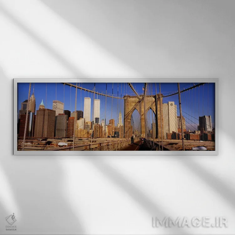 تابلو پل بروکلین، منهتن، نیویورک، نیویورک، آمریکا اثر پانورامیک ایمجز (استودیو عکاسی عریض) - نمای قابدار سفید