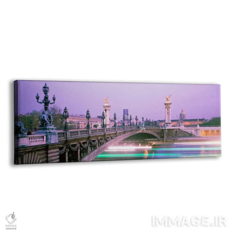 تابلو Paris, Ile-de-France, France" - "نورهای حرکت تاری زیر پل الکساندر سوم، پاریس، ایل-د-فرانس، فرانسه" اثر پانورامیک ایمجز (استودیو عکاسی عریض) - نمای پرسپکتیو محصول