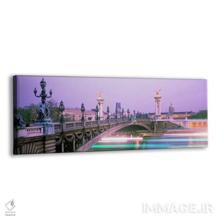 تابلو Paris, Ile-de-France, France" - "نورهای حرکت تاری زیر پل الکساندر سوم، پاریس، ایل-د-فرانس، فرانسه" اثر پانورامیک ایمجز (استودیو عکاسی عریض) - نمای پرسپکتیو محصول