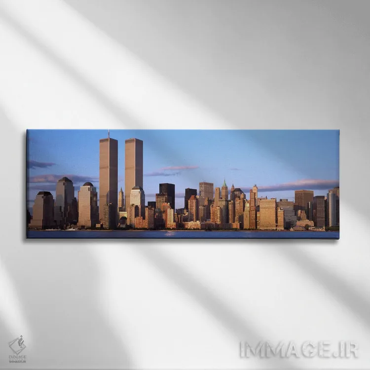 تابلو Manhattan, New York City, New York State, USA" - "آسمانخراشها در یک شهر، مرکز تجارت جهانی، منهتن، نیویورک، ایالات متحده آمریکا" اثر پانورامیک ایمجز (استودیو عکاسی عریض) - نمای روبهرو روی دیوار