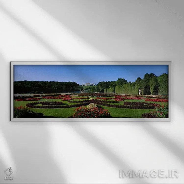 تابلو باغهای شونبرون، وین، اتریش اثر پانورامیک ایمجز (استودیو عکاسی عریض) - نمای قابدار سفید