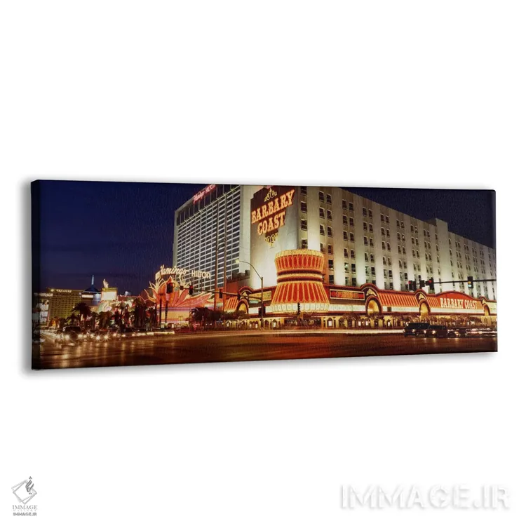 تابلو Nevada, Las Vegas, Buildings lit up at night" - "ایالات متحده آمریکا، نوادا، لاس وگاس، ساختمانها روشن شده در شب" اثر پانورامیک ایمجز (استودیو عکاسی عریض) - نمای پرسپکتیو محصول