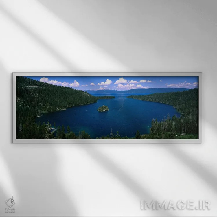 تابلو Emerald Bay, Lake Tahoe, California, USA" - "جزیره فانت، خلیج امبراد، دریاچه تاهو، کالیفرنیا، ایالات متحده آمریکا" اثر پانورامیک ایمجز (استودیو عکاسی عریض) - نمای قابدار سفید