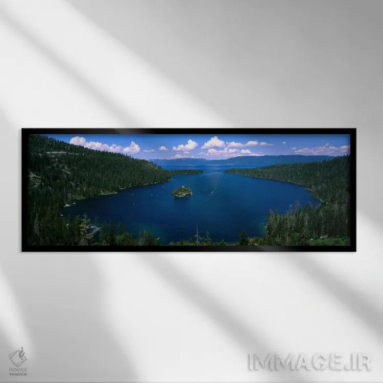 تابلو Emerald Bay, Lake Tahoe, California, USA" - "جزیره فانت، خلیج امبراد، دریاچه تاهو، کالیفرنیا، ایالات متحده آمریکا" اثر پانورامیک ایمجز (استودیو عکاسی عریض) - نمای قابدار مشکی
