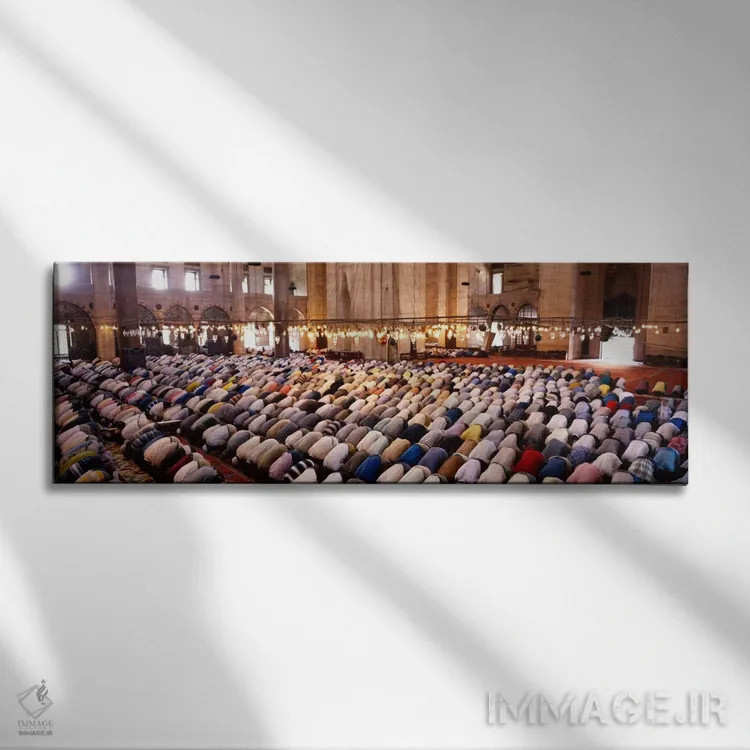 تابلو Suleymanie Mosque, Istanbul, Turkey" - "جمعیت در حال نماز در مسجد، مسجد سلیمانی، استانبول، ترکیه" اثر پانورامیک ایمجز (استودیو عکاسی عریض) - نمای روبهرو روی دیوار