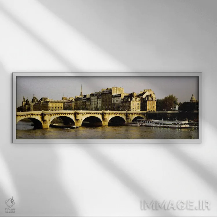 تابلو Paris, Ile-de-France, France" - "پل نو با جزیره سیته در پسزمینه، پاریس، ایل-د-فرانس، فرانسه" اثر پانورامیک ایمجز (استودیو عکاسی عریض) - نمای قابدار سفید