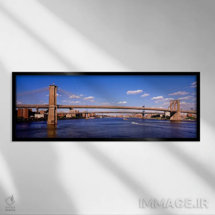 تابلو NYC, New York City, New York State, USA" - "پل بروکلین، نیویورک، ایالات متحده آمریکا" اثر پانورامیک ایمجز (استودیو عکاسی عریض) - نمای قابدار مشکی