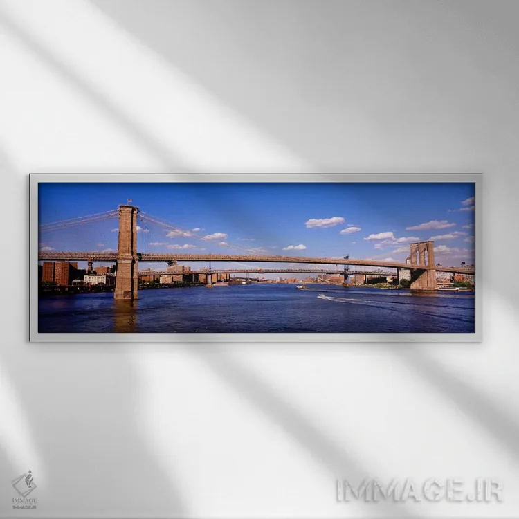 تابلو NYC, New York City, New York State, USA" - "پل بروکلین، نیویورک، ایالات متحده آمریکا" اثر پانورامیک ایمجز (استودیو عکاسی عریض) - نمای قابدار سفید