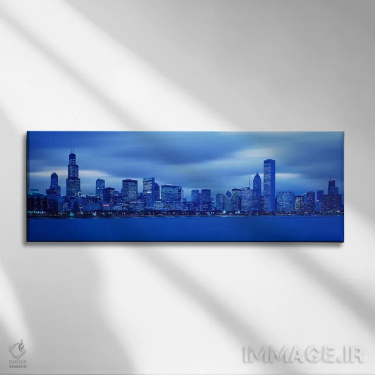تابلو Chicago, Illinois, USA" - "نمای افق شهری در غروب، شیکاگو، ایلینوی، ایالات متحده آمریکا" اثر پانورامیک ایمجز (استودیو عکاسی عریض) - نمای روبهرو روی دیوار