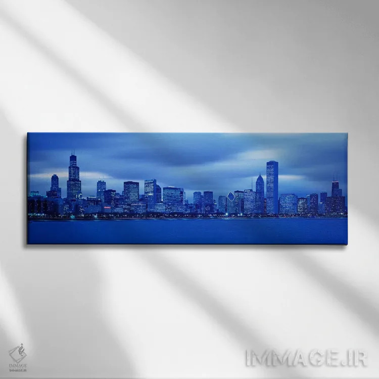 تابلو Chicago, Illinois, USA" - "نمای افق شهری در غروب، شیکاگو، ایلینوی، ایالات متحده آمریکا" اثر پانورامیک ایمجز (استودیو عکاسی عریض) - نمای روبهرو روی دیوار