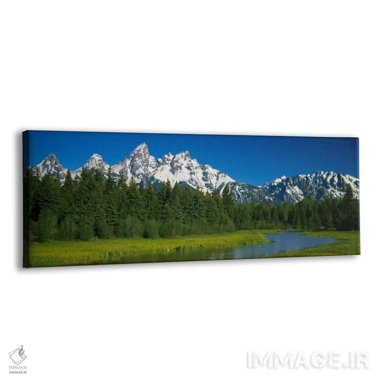 تابلو Teton Range, Grand Teton National Park, Wyoming, USA" - "منظره کوهستانی، رشتهکوه تیتون، پارک ملی گراند تیتون، وایومینگ، ایالات متحده آمریکا" اثر پانورامیک ایمجز (استودیو عکاسی عریض) - نمای پرسپکتیو محصول