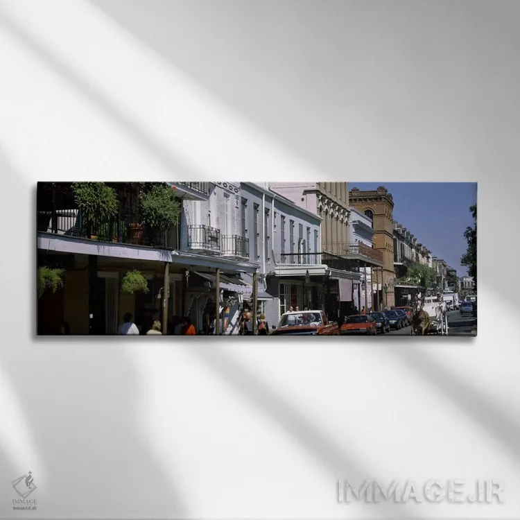 تابلو French Quarter, New Orleans, Louisiana, USA" - "ساختمانها در یک شهر، محله فرانسوی، نیو اورلئانز، لوئیزیانا، ایالات متحده آمریکا" اثر پانورامیک ایمجز (استودیو عکاسی عریض) - نمای روبهرو روی دیوار