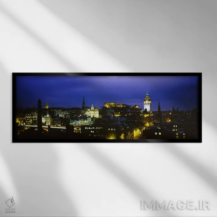 تابلو Edinburgh, Scotland, United Kingdom" - "مرکز شهر، اباوربرو، اسکاتلند، پادشاهی متحد" اثر پانورامیک ایمجز (استودیو عکاسی عریض) - نمای قابدار مشکی