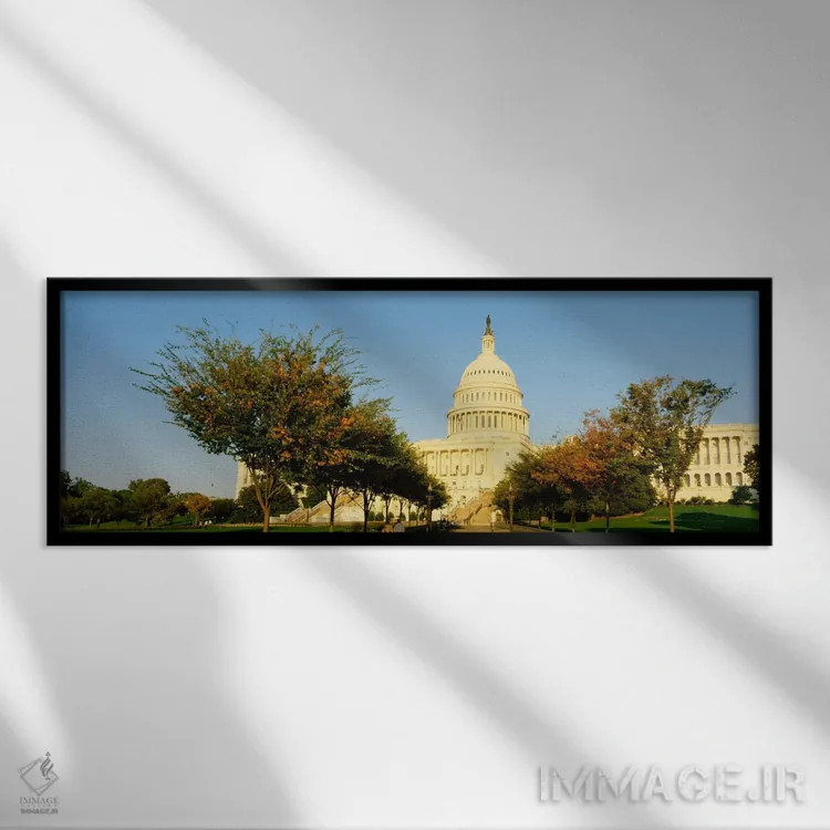 تابلو Washington DC, District Of Columbia, USA" - "ساختمان کنگره، واشنگتن دی سی، ناحیه کلمبیا، ایالات متحده آمریکا" اثر پانورامیک ایمجز (استودیو عکاسی عریض) - نمای قابدار مشکی