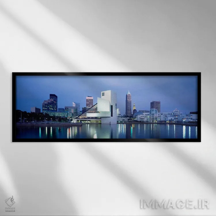 تابلو Cleveland, Ohio, USA,تالار مشاهیر راک اند رول، کلیولند، اوهایو، آمریکا اثر پانورامیک ایمجز (استودیو عکاسی عریض) - نمای قابدار مشکی