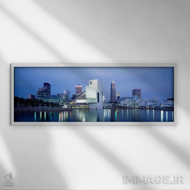 تابلو Cleveland, Ohio, USA,تالار مشاهیر راک اند رول، کلیولند، اوهایو، آمریکا اثر پانورامیک ایمجز (استودیو عکاسی عریض) - نمای قابدار سفید