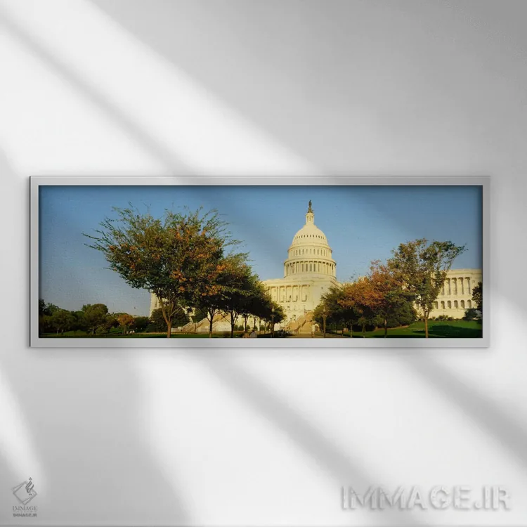 تابلو Washington DC, District Of Columbia, USA" - "ساختمان کنگره، واشنگتن دی سی، ناحیه کلمبیا، ایالات متحده آمریکا" اثر پانورامیک ایمجز (استودیو عکاسی عریض) - نمای قابدار سفید