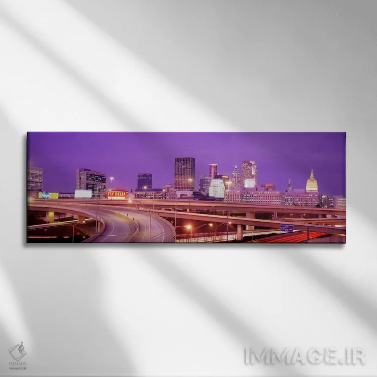 تابلو Georgia, Atlanta, Skyline at dusk,ایالات متحده، جورجیا، آتلانتا، نمای افق در گرگومیش اثر پانورامیک ایمجز (استودیو عکاسی عریض) - نمای روبهرو روی دیوار