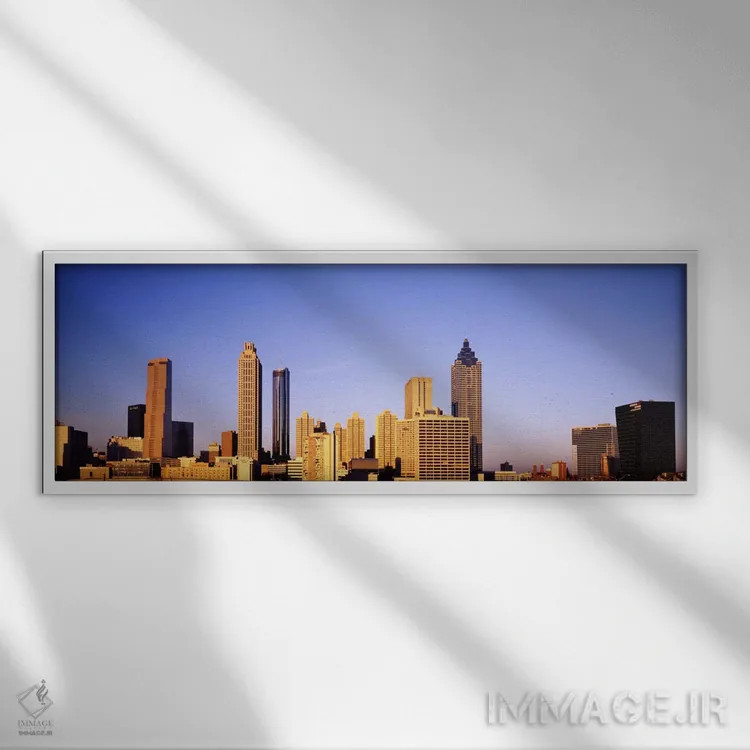تابلو آسمانخراشها در یک شهر، آتلانتا، جورجیا، ایالات متحده #۲ اثر پانورامیک ایمجز (استودیو عکاسی عریض) - نمای قابدار سفید