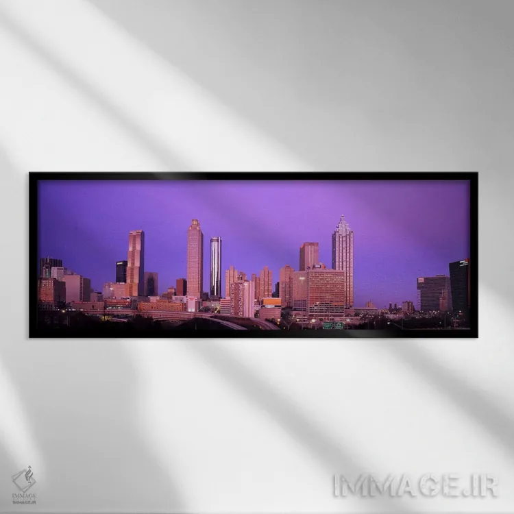 تابلو Atlanta, Georgia, USA,آسمانخراشها در شهری، آتلانتا، جورجیا، ایالات متحده اثر پانورامیک ایمجز (استودیو عکاسی عریض) - نمای قابدار مشکی