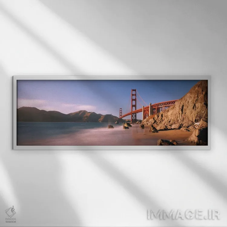 تابلو پل روی دریا، پل گلدن گیت، سانفرانسیسکو، کالیفرنیا، ایالات متحده اثر پانورامیک ایمجز (استودیو عکاسی عریض) - نمای قابدار سفید