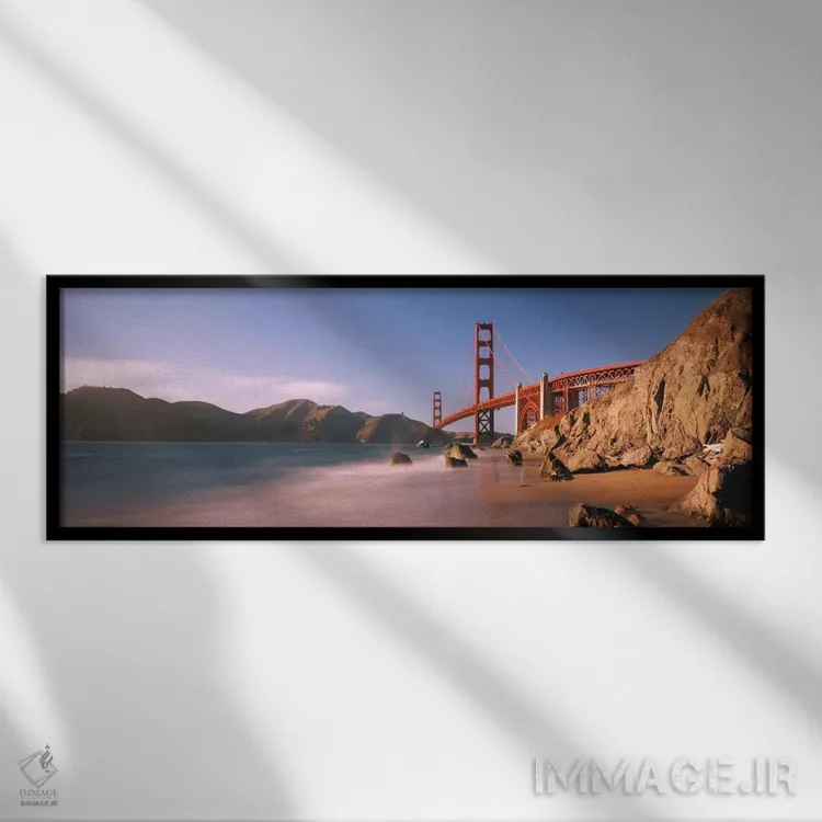 تابلو پل روی دریا، پل گلدن گیت، سانفرانسیسکو، کالیفرنیا، ایالات متحده اثر پانورامیک ایمجز (استودیو عکاسی عریض) - نمای قابدار مشکی