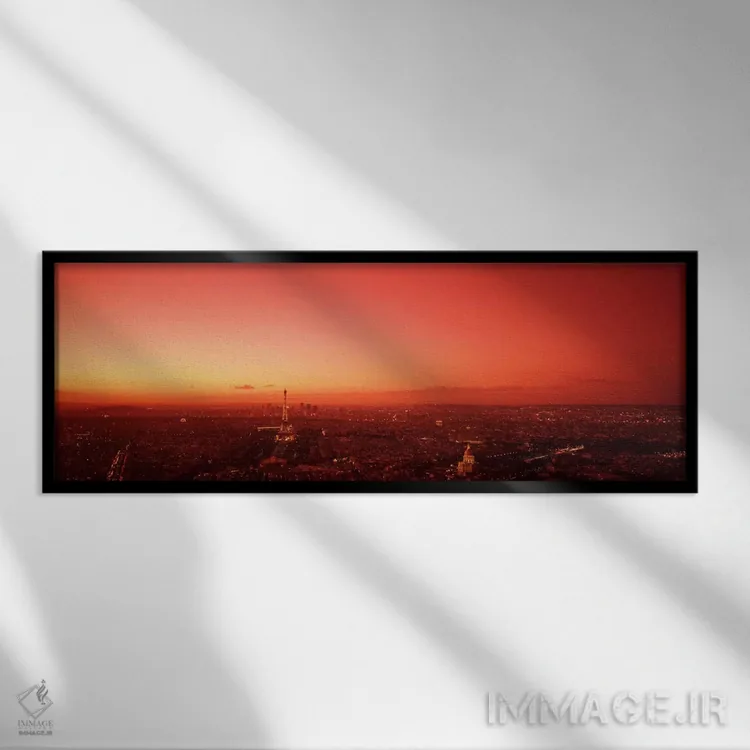 تابلو نمای هوایی با فیلتر قرمز، پاریس، ایل-دو-فرانس، فرانسه اثر پانورامیک ایمجز (استودیو عکاسی عریض) - نمای قابدار مشکی