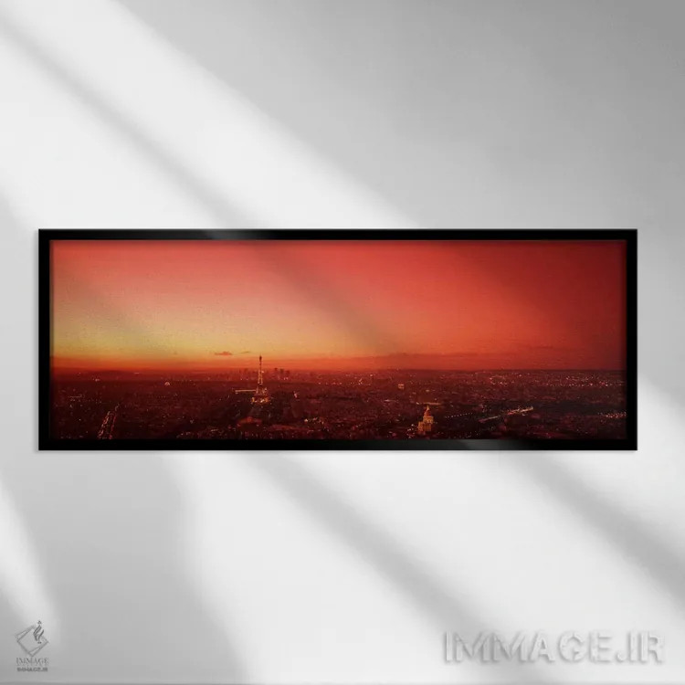 تابلو نمای هوایی با فیلتر قرمز، پاریس، ایل-دو-فرانس، فرانسه اثر پانورامیک ایمجز (استودیو عکاسی عریض) - نمای قابدار مشکی