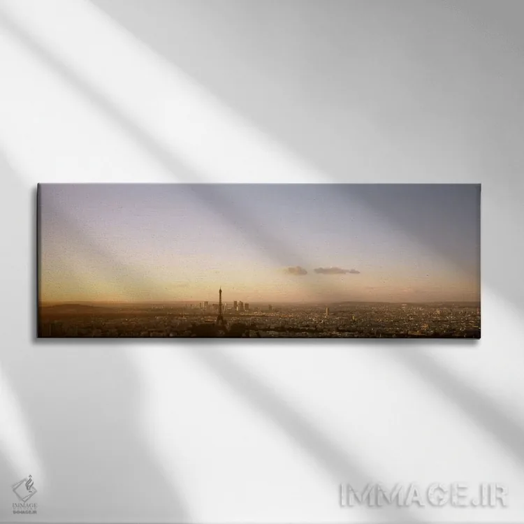 تابلو نمای هوایی در زمان طلوع آفتاب، پاریس، فرانسه اثر پانورامیک ایمجز (استودیو عکاسی عریض) - نمای روبهرو روی دیوار