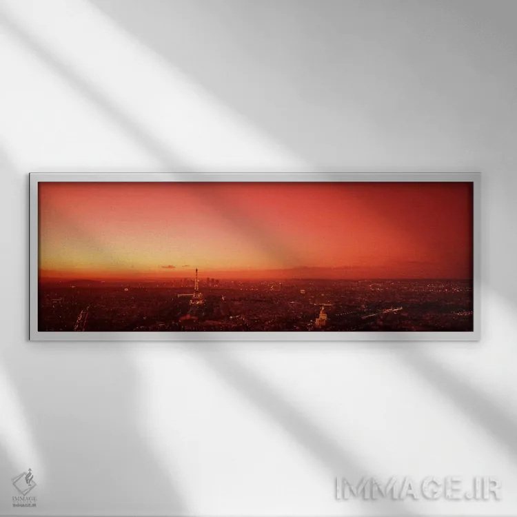تابلو نمای هوایی با فیلتر قرمز، پاریس، ایل-دو-فرانس، فرانسه اثر پانورامیک ایمجز (استودیو عکاسی عریض) - نمای قابدار سفید
