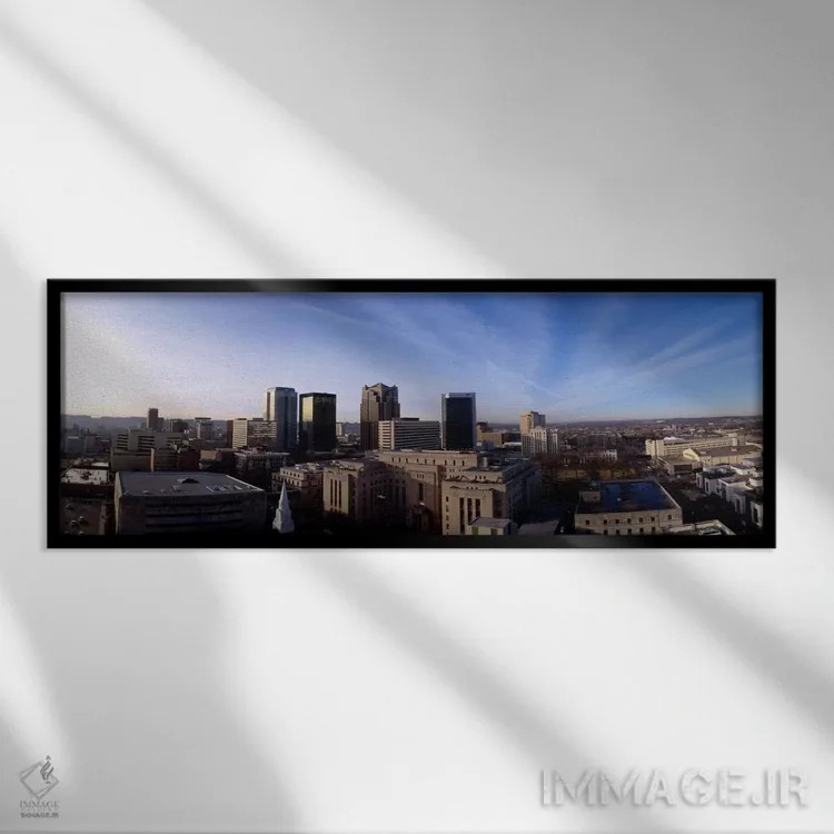 تابلو ساختمانها در یک شهر، بیرمنگام، شهرستان جفرسون، آلاباما، ایالات متحده اثر پانورامیک ایمجز (استودیو عکاسی عریض) - نمای قابدار مشکی