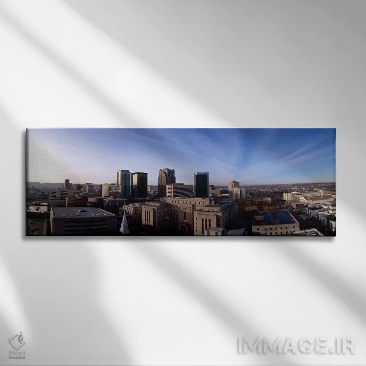 تابلو ساختمانها در یک شهر، بیرمنگام، شهرستان جفرسون، آلاباما، ایالات متحده اثر پانورامیک ایمجز (استودیو عکاسی عریض) - نمای روبهرو روی دیوار