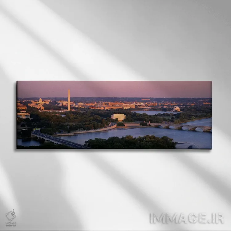 تابلو نمای هوایی، واشنگتن دی سی، منطقه کلمبیا، ایالات متحده اثر پانورامیک ایمجز (استودیو عکاسی عریض) - نمای روبهرو روی دیوار